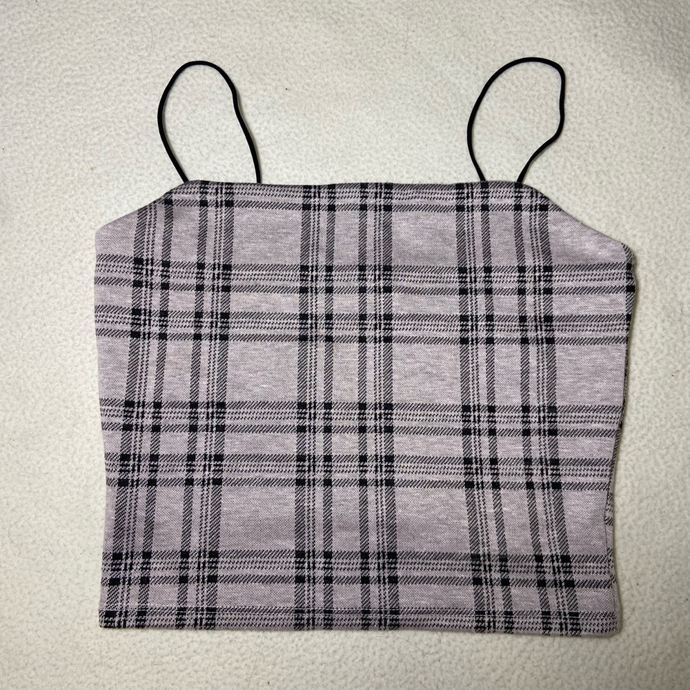 Elegant Plaid Camisole in Black and Gray